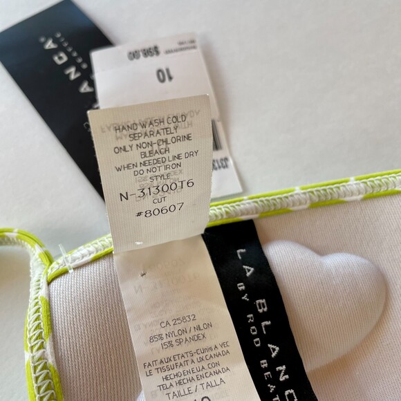 NWT La Blanca Polka Dot Padded Triangle Bikini Top in Aqua/Lime/Brown Size 10 - Picture 6 of 7